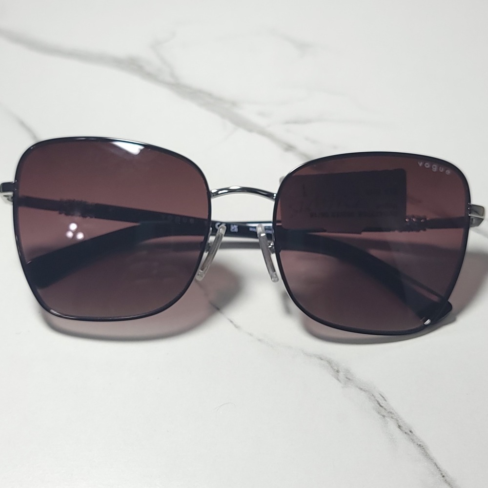 Vogue VO4277-SB Silver Square Metal Sunglasses Frames Crystal Detail 56-18-140